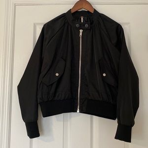 Free People Black Bomber Jacket, Size Small